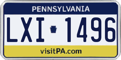 PA license plate LXI1496
