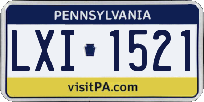 PA license plate LXI1521