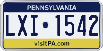 PA license plate LXI1542