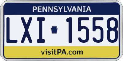 PA license plate LXI1558