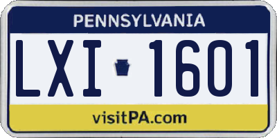 PA license plate LXI1601
