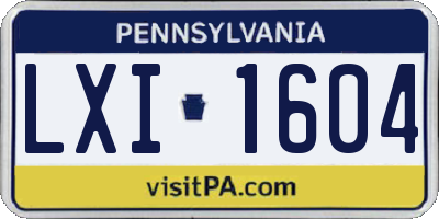 PA license plate LXI1604