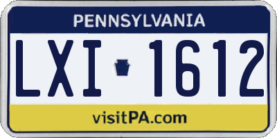 PA license plate LXI1612