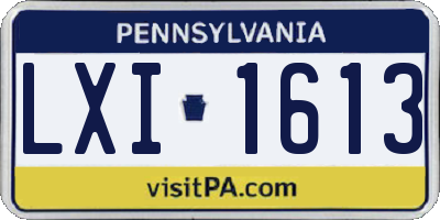 PA license plate LXI1613