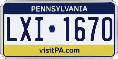 PA license plate LXI1670