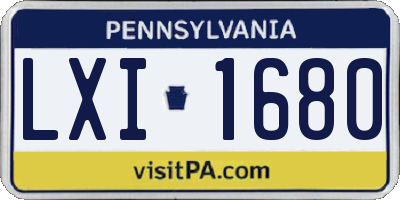 PA license plate LXI1680