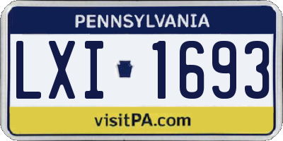PA license plate LXI1693