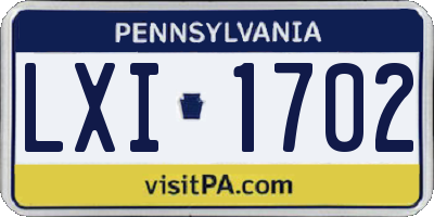 PA license plate LXI1702