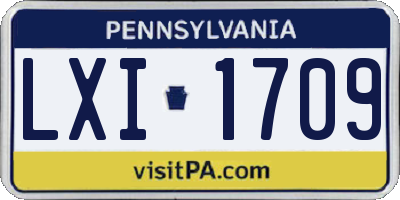 PA license plate LXI1709
