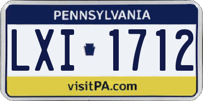 PA license plate LXI1712