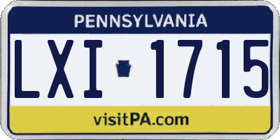 PA license plate LXI1715