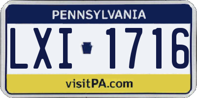 PA license plate LXI1716