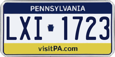 PA license plate LXI1723