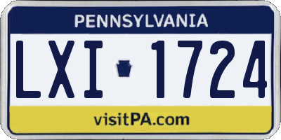 PA license plate LXI1724