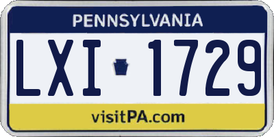 PA license plate LXI1729
