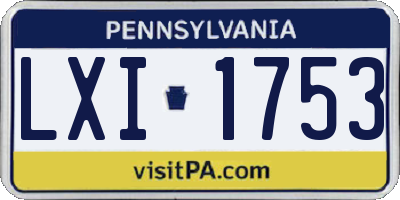 PA license plate LXI1753