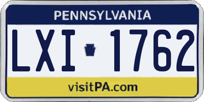 PA license plate LXI1762