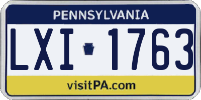 PA license plate LXI1763
