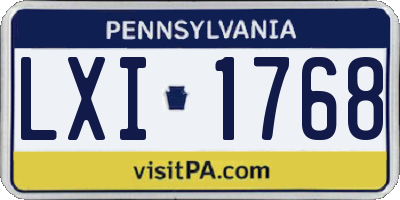 PA license plate LXI1768