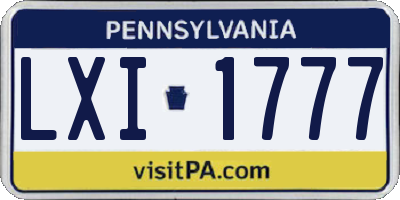 PA license plate LXI1777