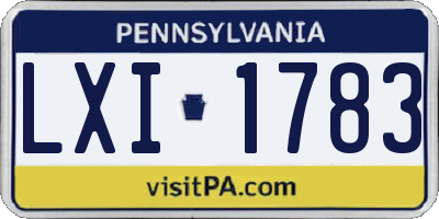 PA license plate LXI1783