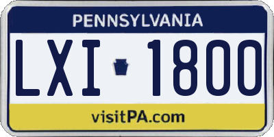 PA license plate LXI1800