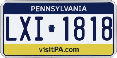 PA license plate LXI1818