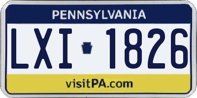 PA license plate LXI1826