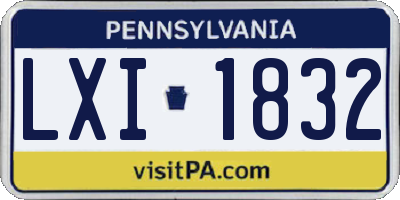 PA license plate LXI1832