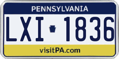 PA license plate LXI1836