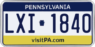 PA license plate LXI1840