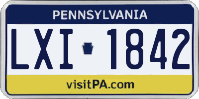 PA license plate LXI1842