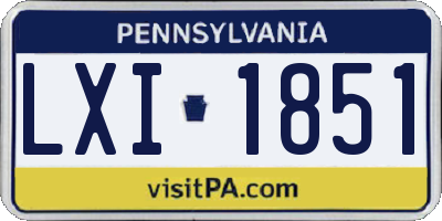 PA license plate LXI1851