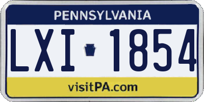 PA license plate LXI1854