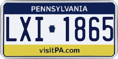 PA license plate LXI1865