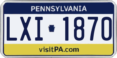 PA license plate LXI1870