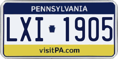 PA license plate LXI1905