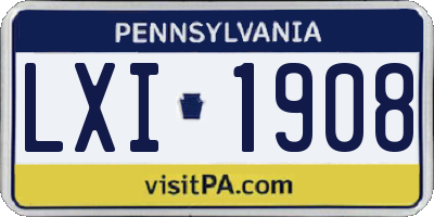 PA license plate LXI1908