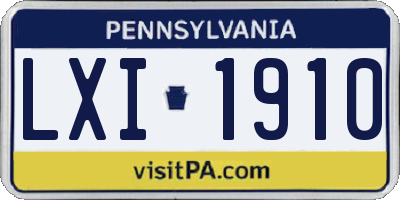 PA license plate LXI1910
