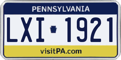 PA license plate LXI1921
