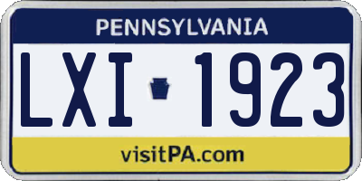 PA license plate LXI1923