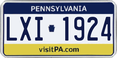 PA license plate LXI1924