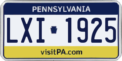 PA license plate LXI1925
