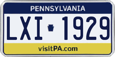 PA license plate LXI1929