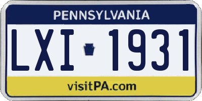 PA license plate LXI1931