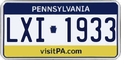 PA license plate LXI1933