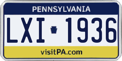 PA license plate LXI1936