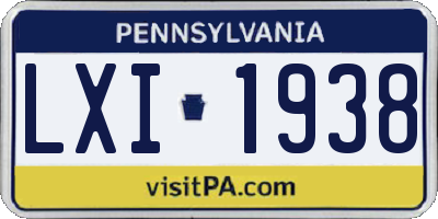 PA license plate LXI1938