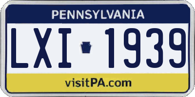 PA license plate LXI1939