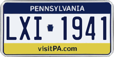PA license plate LXI1941